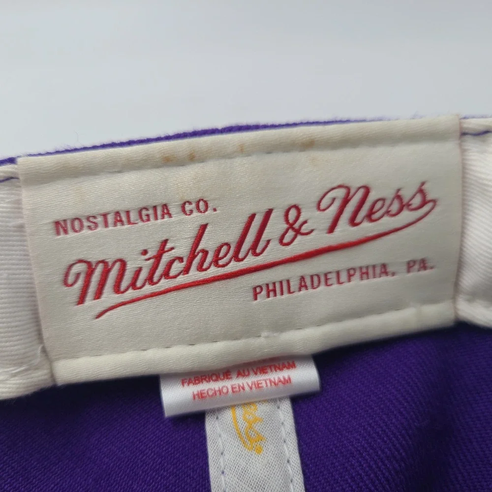 New Orleans Jazz Hat Fitted 7 Mitchell &‎ Ness Purple Yellow NBA Logo Wool Men